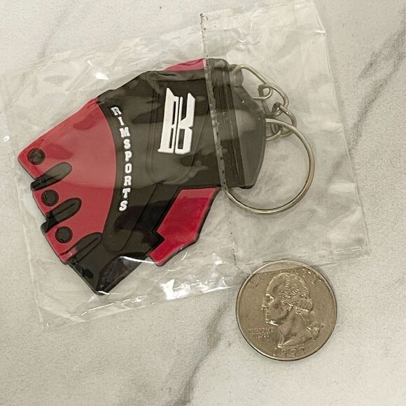 Rimsports Fingerless Weightlifting Gloves Pink Black Keychain Keyring - Picture 1 of 7